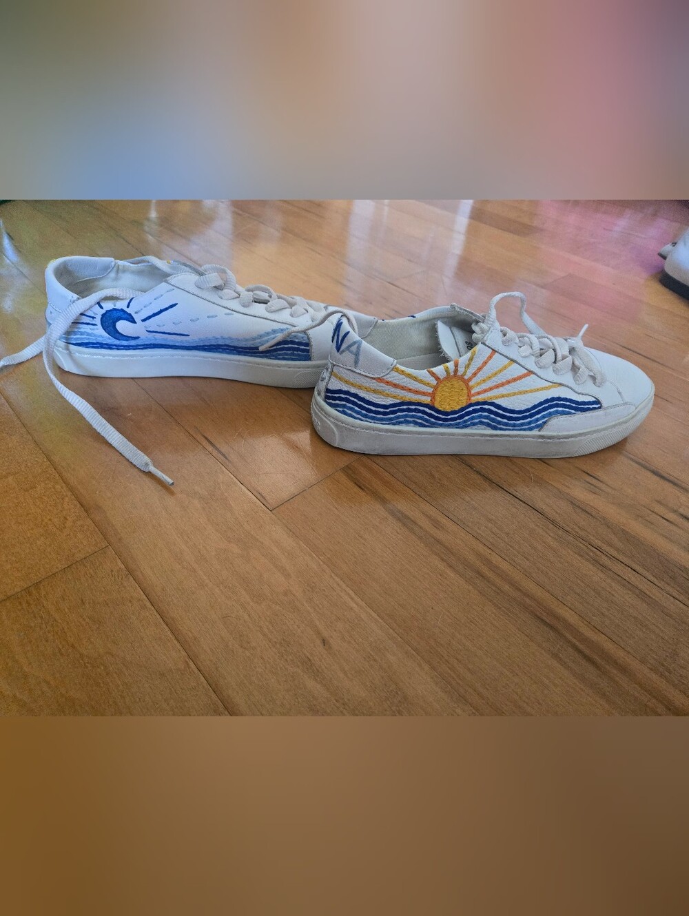 Soludos White Leather "Sol & Luna" Sun & Moon Sneakers Size 7